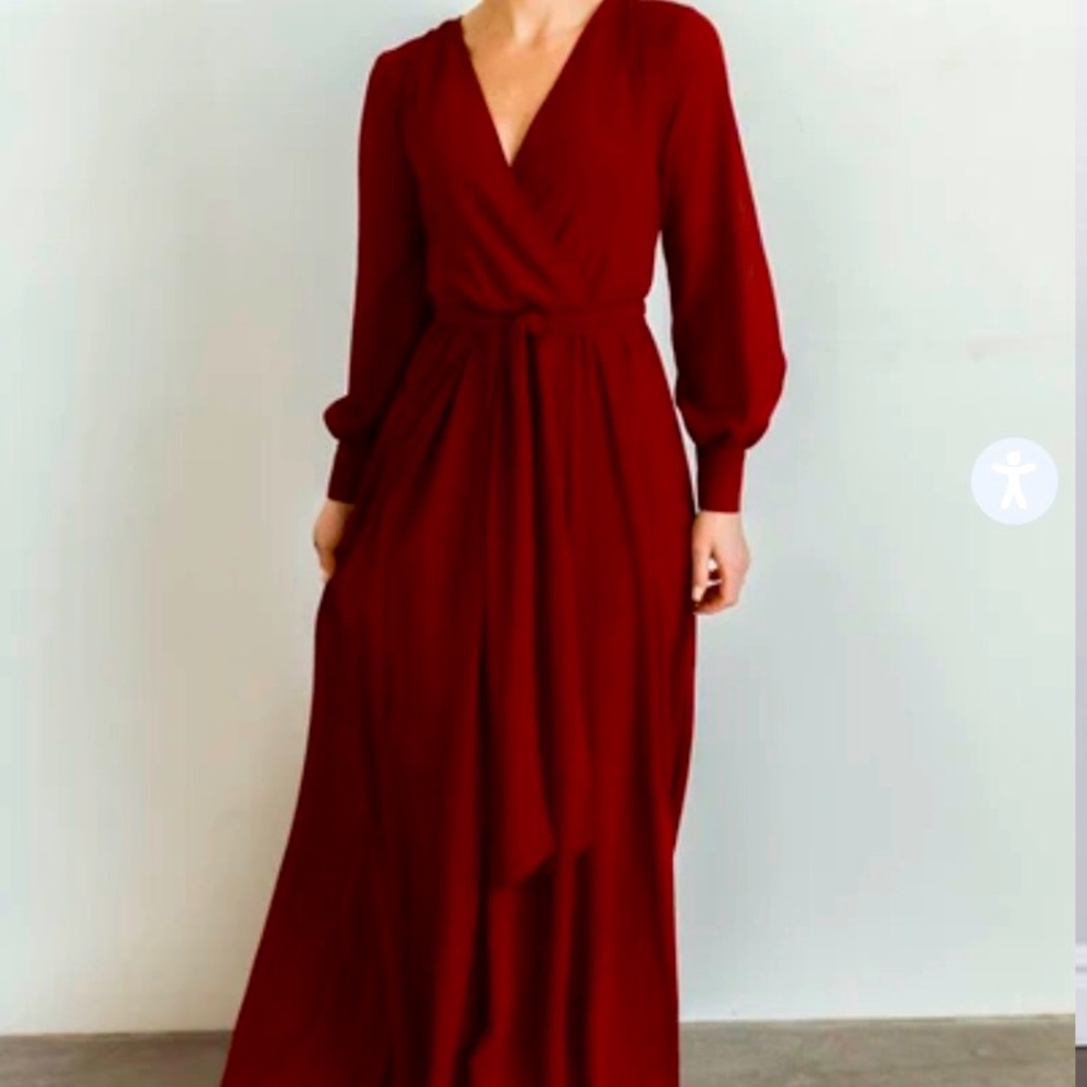 Burgundy long sleeve maxi dress